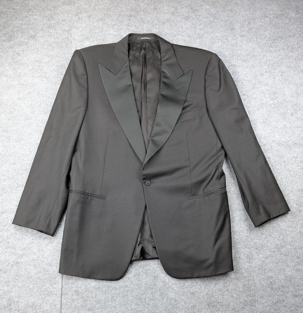 Ermenegildo Zegna Tuxedo Blazer Mens 42L Black Satin Lapel Wool Formal Timeless